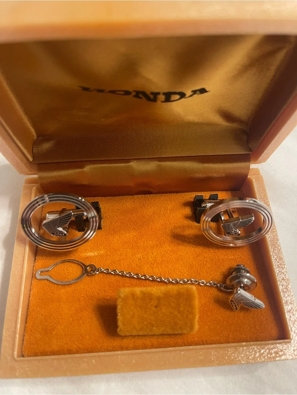 Vintage Honda (Motorcycle) Silver Wing Logo Cufflink and Tie Pin Set